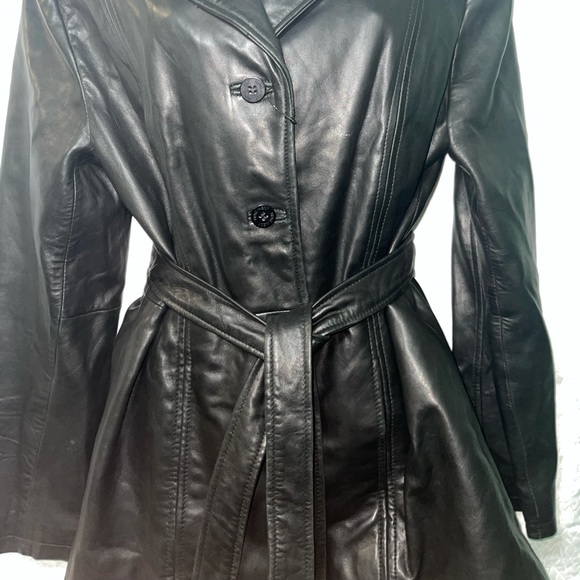 CRINKLED WASHED LEATHER TRENCH - Picture 3 of 15